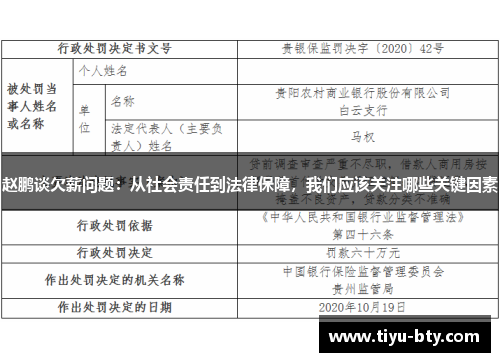 赵鹏谈欠薪问题:从社会责任到法律保障,我们应该关注哪些关键因素 赵鹏谈欠薪问题:从社会责任到法律保障,我们应该关注哪些关键因素